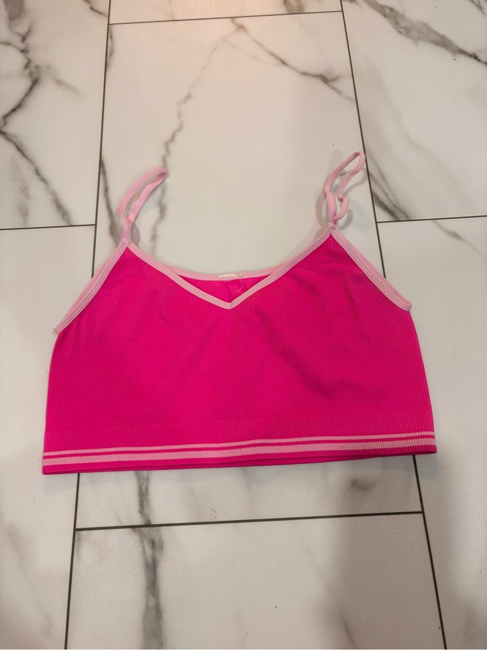 Hot Pink & Light Pink Ribbed Bralette